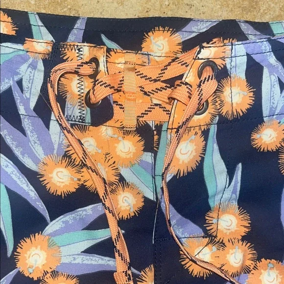 Patagonia Navy Shorts with Orange Floral Design - Picture 2 of 6